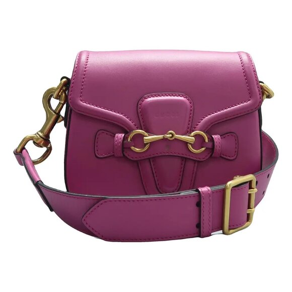 GUCCI Lady Web Pink Leather Shoulder Bag 1045-022125 - Picture 1 of 12